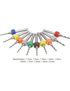 Juego de 10 Brocas Micro de Carburo de Tungsteno para PCB 1.1-2.0mm 2