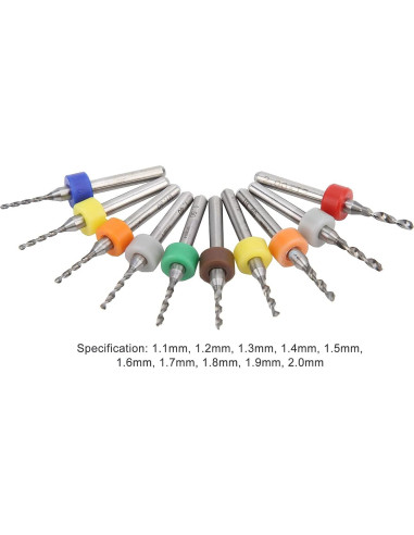 Juego de 10 Brocas Micro de Carburo de Tungsteno para PCB 1.1-2.0mm