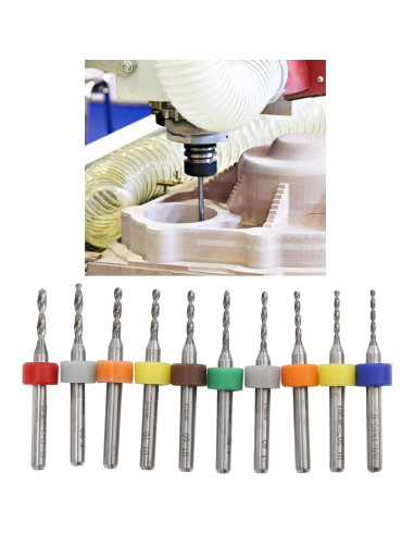 Juego de 10 Brocas Micro de Carburo de Tungsteno para PCB 1.1-2.0mm