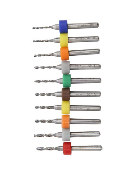 Juego de 10 Brocas Micro de Carburo de Tungsteno para PCB 1.1-2.0mm