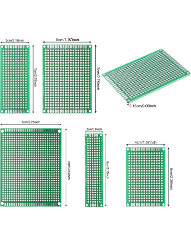 Kit de Prototipo PCB Doble Cara 40pcs Pnzxi - 5 Tamaños