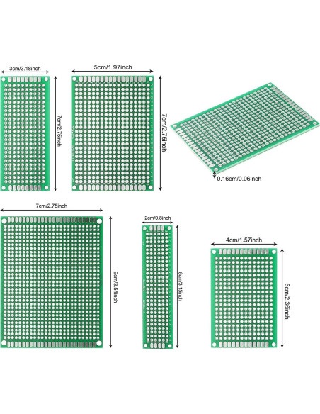 Kit de Prototipo PCB Doble Cara 40pcs Pnzxi - 5 Tamaños
