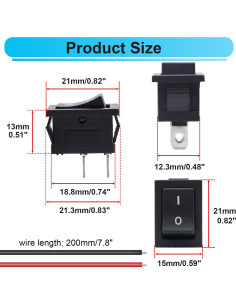 Interruptor Rocker ON/OFF 10Pcs TWTADE KCD1 2Pin Negro 2