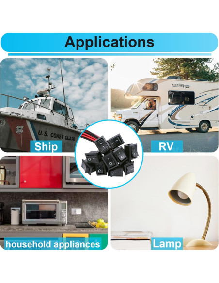 Interruptor Rocker ON/OFF 10Pcs TWTADE KCD1 2Pin Negro