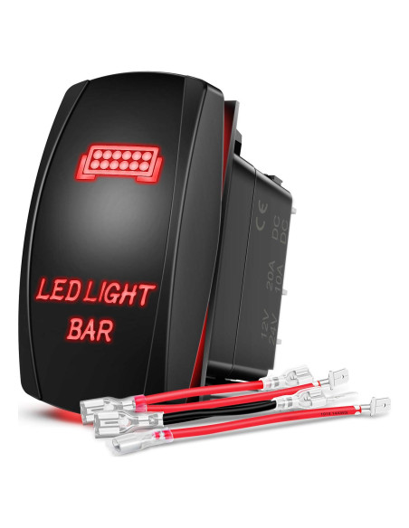Interruptor de Palanca LED Nilight 90001R Rojo 5 Pines 20A 12V