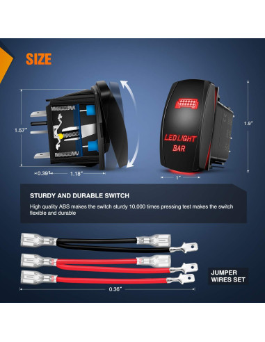 Interruptor de Palanca LED Nilight 90001R Rojo 5 Pines 20A 12V