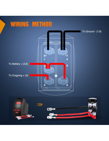 Interruptor de Palanca LED Nilight 90001R Rojo 5 Pines 20A 12V