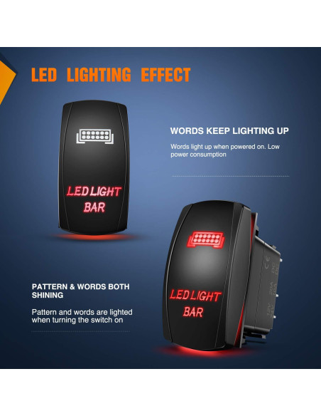 Interruptor de Palanca LED Nilight 90001R Rojo 5 Pines 20A 12V