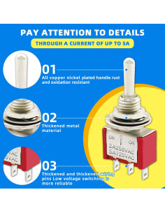 Interruptor de Palanca SPDT DaFuRui 20 Unidades 6A 125VAC 2