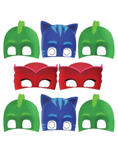 Máscaras de Fiesta PJ Masks Amscan - 8 Piezas 18.5x24.9 cm