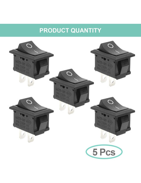 Interruptor Rocker On/Off QTEATAK 2 Pines 12V 250V 5 Pcs Interruptor Rocker On/Off QTEATAK 2 Pines 12V 250V 5 Pcs