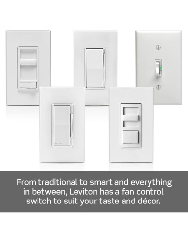 Interruptor de Ventilador de Techo Leviton DSF01-10Z Blanco 3 Velocidades
