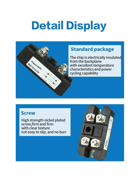 Rectificador de Puente Monofásico Aigoodele MDQ150A 150A 1600V