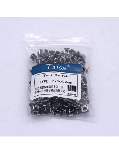 Interruptor Táctil Momentáneo Taiss 100 Pcs 6x6mm 4 Pines