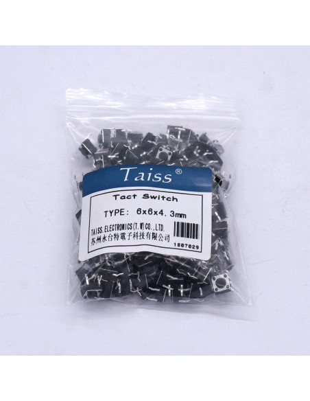 Interruptor Táctil Momentáneo Taiss 100 Pcs 6x6mm 4 Pines