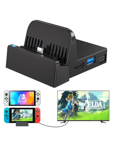 Dock de Carga para Nintendo Switch Ponkor - Adaptador USB 3.0