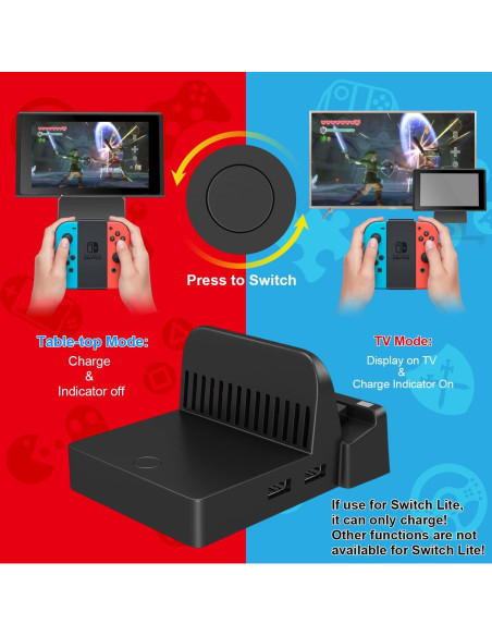 Dock de Carga para Nintendo Switch Ponkor - Adaptador USB 3.0