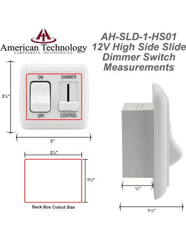 Interruptor Regulador 12V DC Blanco - RV, Auto, Barco, 10A