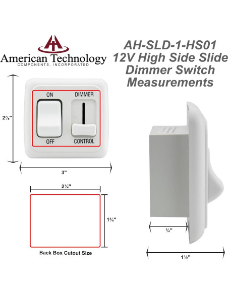Interruptor Regulador 12V DC Blanco - RV, Auto, Barco, 10A