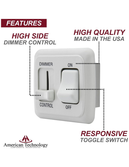 Interruptor Regulador 12V DC Blanco - RV, Auto, Barco, 10A
