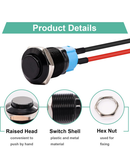 Interruptor Pulsador Mini Twidec 12mm Impermeable 5PCS