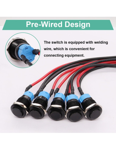 Interruptor Pulsador Mini Twidec 12mm Impermeable 5PCS