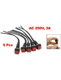 Interruptor de Botón Pulsador Cableado uxcell 10mm NO AC 250V 3A 2