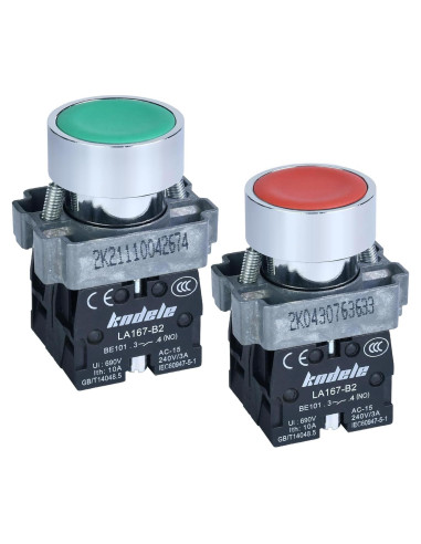 Interruptor de Botón Momentáneo KNDELE 22mm Rojo Verde IP65
