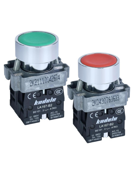 Interruptor de Botón Momentáneo KNDELE 22mm Rojo Verde IP65