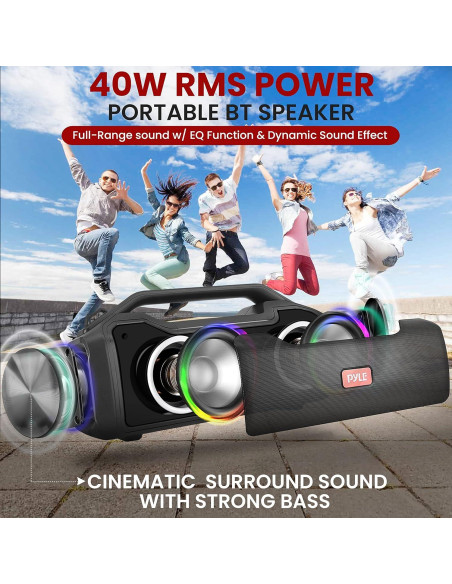 Altavoz Bluetooth Pyle USA Portátil Impermeable 40W TWS Altavoz Bluetooth Pyle USA Portátil Impermeable 40W TWS