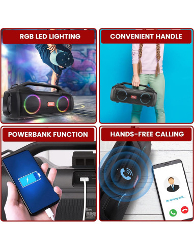 Altavoz Bluetooth Pyle USA Portátil Impermeable 40W TWS