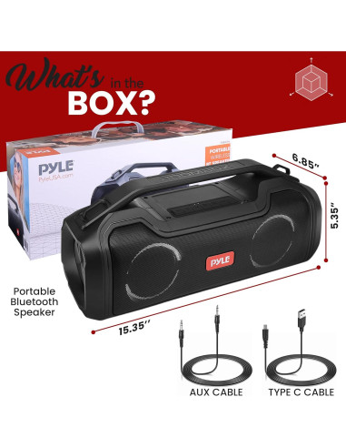 Altavoz Bluetooth Pyle USA Portátil Impermeable 40W TWS