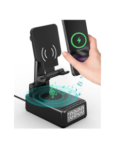 Soporte para Teléfono Móvil con Altavoz Bluetooth BQ12 y Cargador Inalámbrico