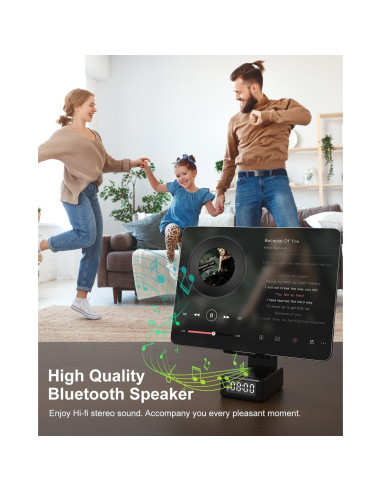 Soporte para Teléfono Móvil con Altavoz Bluetooth BQ12 y Cargador Inalámbrico