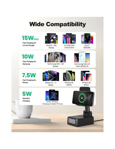 Soporte para Teléfono Móvil con Altavoz Bluetooth BQ12 y Cargador Inalámbrico