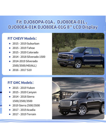 Reemplazo Pantalla Táctil Digitizer TsuperU 8" para Chevy GMC
