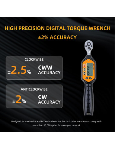 Llave de Torque Digital AICEYI 30 Nm 1/4 Pulgada Precisión +/-2%
