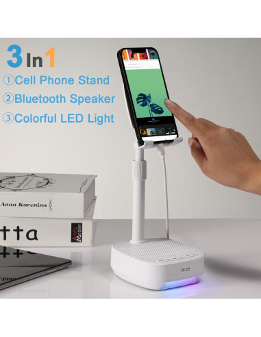 Soporte Ajustable para Teléfono Móvil OLES con Altavoz Bluetooth y Luz LED