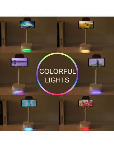 Soporte Ajustable para Teléfono Móvil OLES con Altavoz Bluetooth y Luz LED