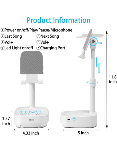 Soporte Ajustable para Teléfono Móvil OLES con Altavoz Bluetooth y Luz LED