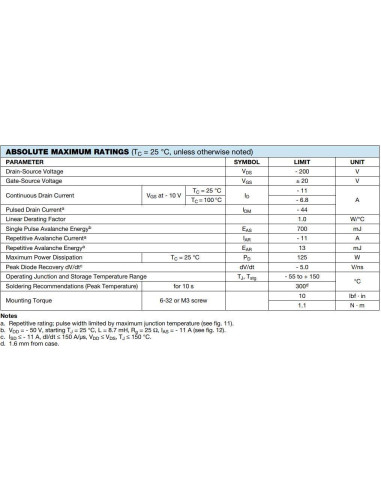 10 Transistores MOSFET P-Channel IRF9640 11A 200V TO-220AB