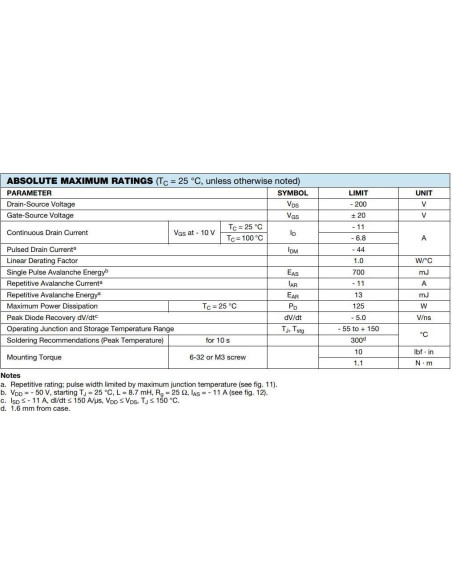 10 Transistores MOSFET P-Channel IRF9640 11A 200V TO-220AB