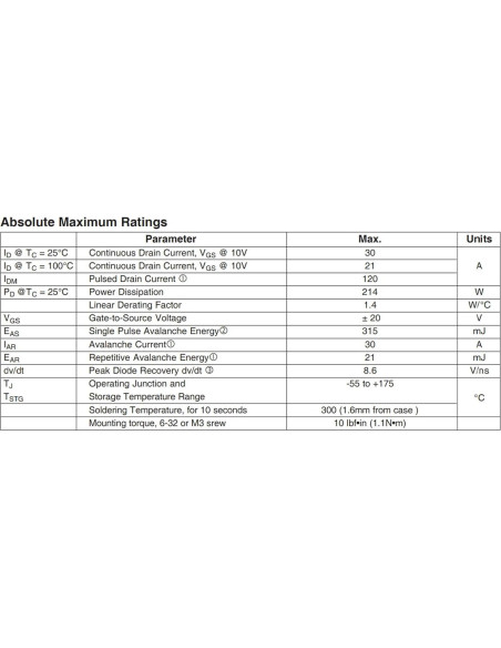 5 Piezas Transistor MOSFET N-Channel IRFP250N 30A 200V TO-247AC