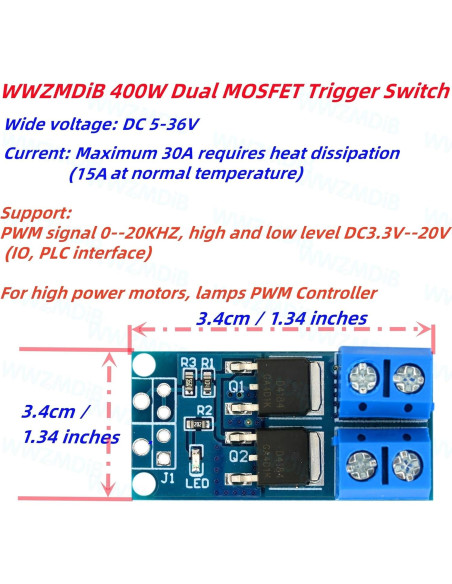 Módulo de Conmutación MOSFET 400W WWZMDiB 12 Pcs 30A