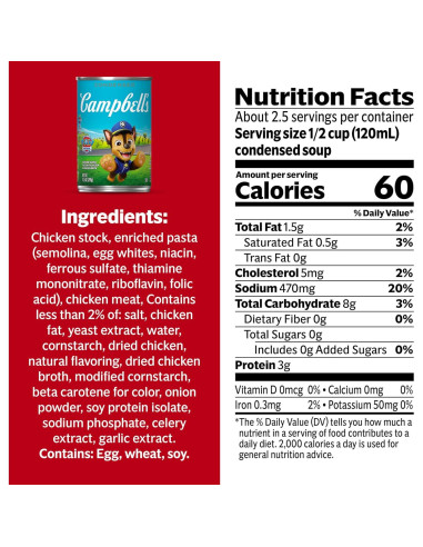 Sopa Infantil Condensada Campbell's Paw Patrol 12 Latas 10.5 oz