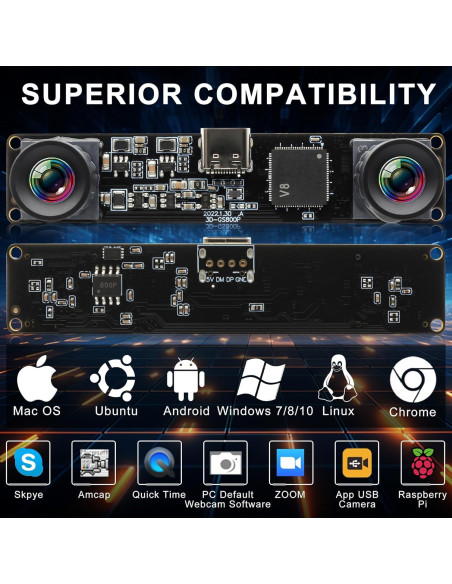 Módulo de Cámara USB ELP Monocromático 800P 120fps Sin Distorsión