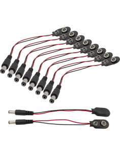 10 Clips de Batería 9V HiLetgo Tipo I con Conector DC 5.5x2.1mm 2