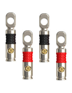 Terminales de Anillo 8 AWG ROCKRIX - Paquete de 4 (2 Rojos, 2 Negros)