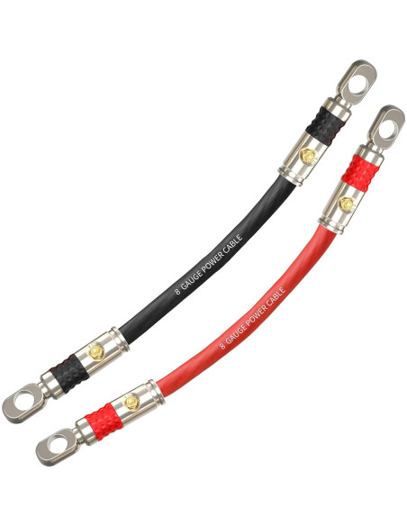 Terminales de Anillo 8 AWG ROCKRIX - Paquete de 4 (2 Rojos, 2 Negros)