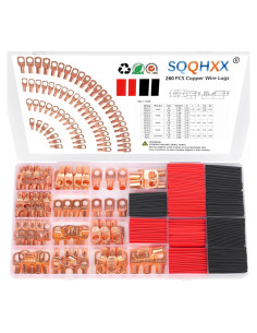 260 Piezas Terminales de Cable de Cobre SQQHXX con Tubos Termocontraíbles